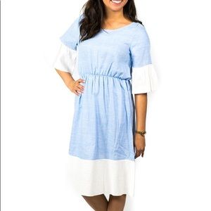 Bell sleeve dress in pale blue